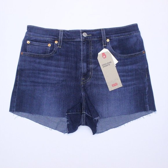 Women's Levi's High-Rise Frayed Blue Jean Shorts (728780019) Carbon Copy 16/W33 - Picture 1 of 3
